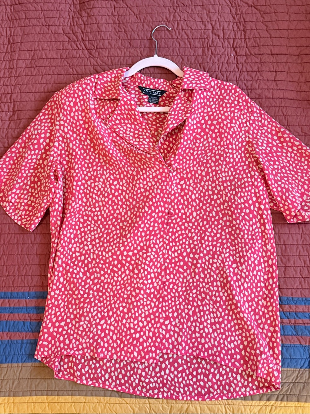 Ellen Tracy Pink Printed Short-Sleeve Blouse